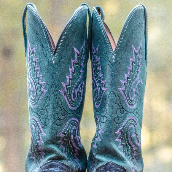 Old Gringo Teju Lizard Teal Cowboy boots - Picture 4 of 16
